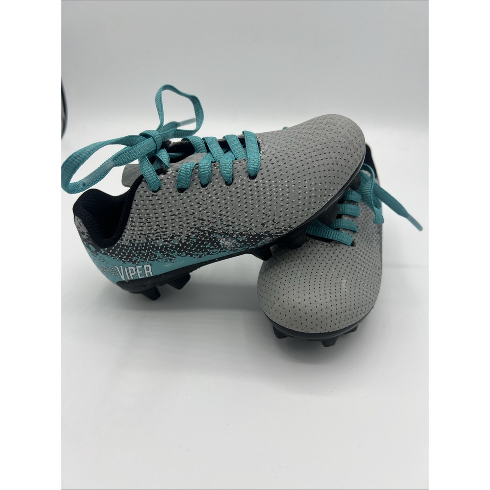 DSG Kids' Speed Viper Soccer Cleats - Grey/Teal (Size 8K)